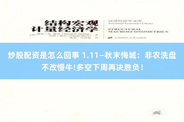 炒股配资是怎么回事 1.11—秋末悔城：非农洗盘不改慢牛!多空下周再决胜负！